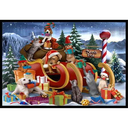 Carolines Treasures Animals Opening Christmas Presents Indoor and Outdoor Mat- 18 x 27 in. PTW2024MAT